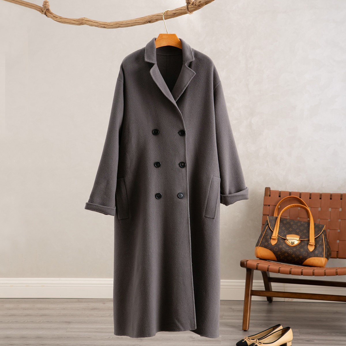 毛呢中长款轻奢双面呢毛呢外套