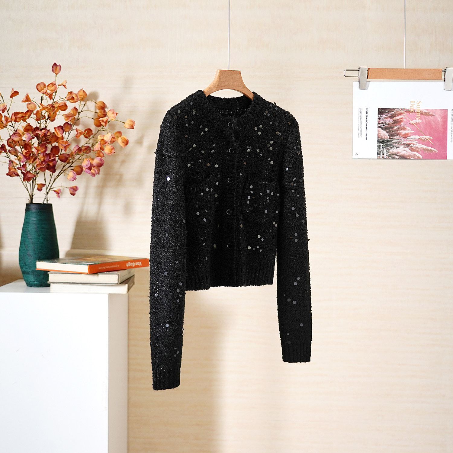 YongLeap亮片针织开衫毛针织衫