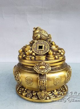 纯铜金蟾聚宝盆摆件转运招财客厅