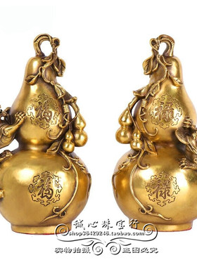 纯铜福禄葫芦摆件貔貅金蟾葫芦招财金蟾貔貅客厅店铺工艺品摆设