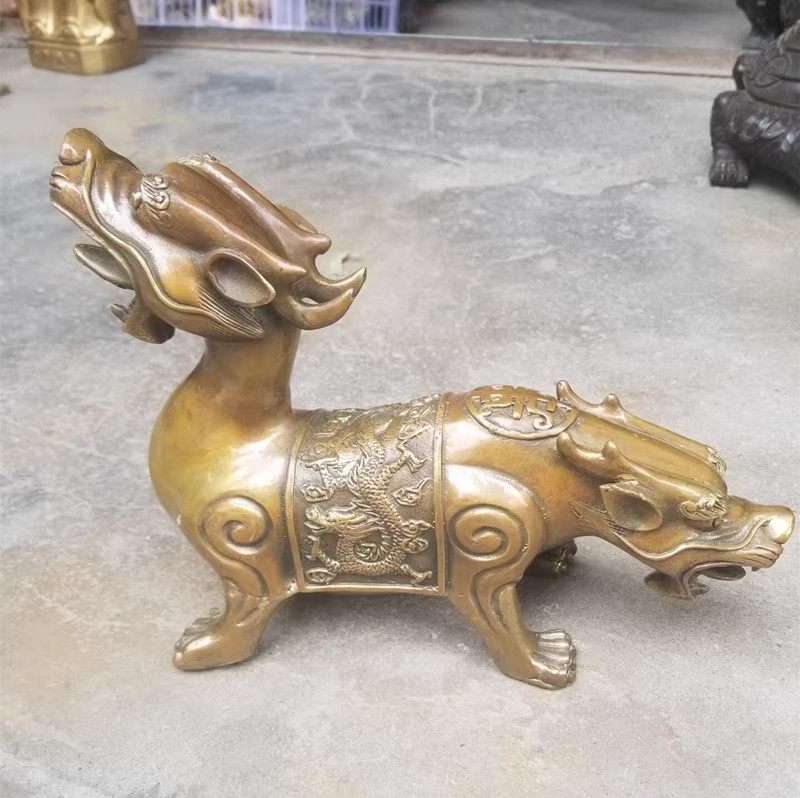 纯铜貔貅双头兽摆件铜天龙地虎大号通吃居家店铺公司摆件开业礼品