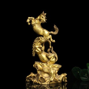 纯铜双马奔腾摆件铜马马到成功生肖马龙马精神家居装饰工艺品
