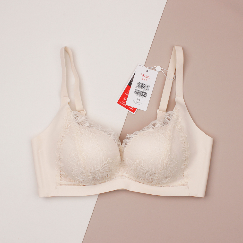 曼*芬浪漫蕾丝无钢圈文胸舒适软支撑上薄下厚内衣女文胸20812459