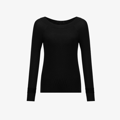 黛安芬圆领长袖蕾丝亲肤保暖上衣