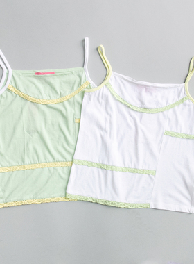 皇冠西西夏季款清凉舒适蕾丝甜美纯棉街头女吊带背心W6226L