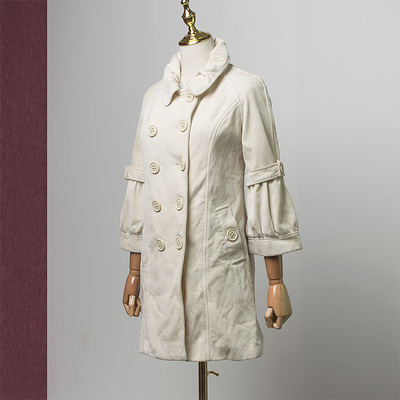 美式复古CROWNCC女装分袖中长款外套风衣W74391