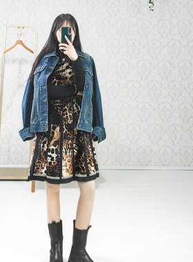 西E EPISODE春秋冬豹纹丝绒无袖连衣裙女裙伞裙2980艾碧素584372