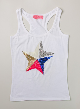 皇冠西西夏季230时尚无袖性感串珠亮片吊带背心W83294