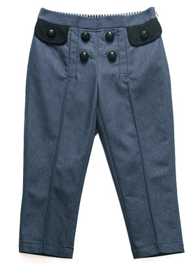 西J 杰西卡洋气通勤百搭修身拼接牛仔高腰七分裤靴裤 284122