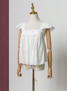 皇冠西西杰西卡夏季美式百搭气质方领显瘦宽松吊带女背心272235