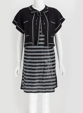 CROWNCC杰西卡订片条纹女两件套连衣裙1990专柜正品jessica20427T