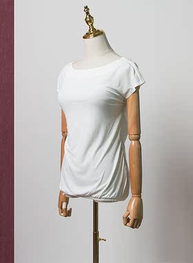 皇冠西西杰西卡通勤美式经典短袖假两件女休闲圆领T恤283560