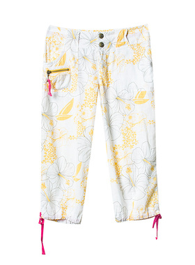 CROWNCC美式复古女裤清爽亚麻舒适薄款休闲分裤550专柜折扣V63123