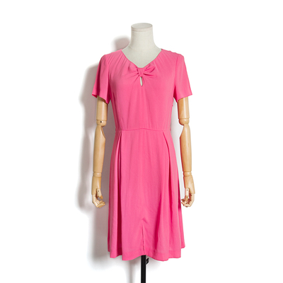 收腰气质纯色开叉连衣裙