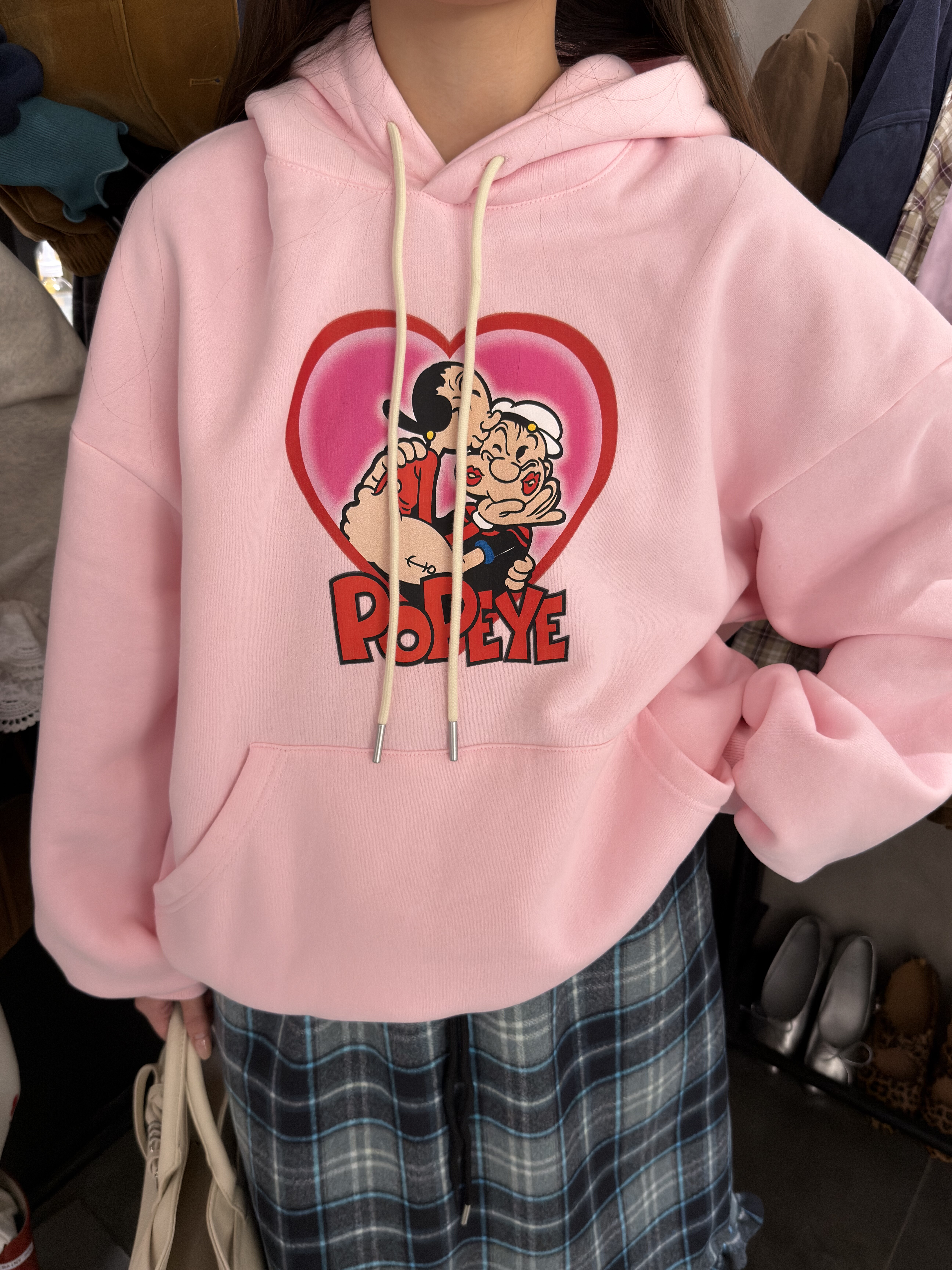 韩系女装2025新款时尚百搭卡通印花连帽卫衣宽松长袖大力水手上衣