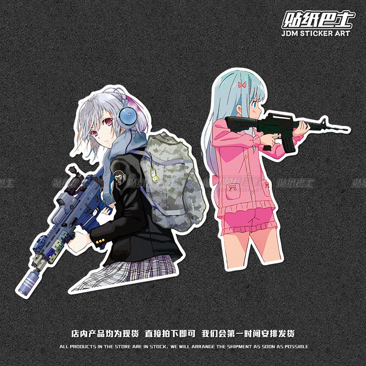 jdm二次元少女战术反光车贴 卡通电车踏板车摩托装饰贴纸遮挡划痕