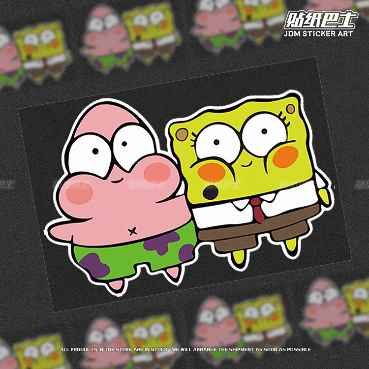 卡通海星宝宝夜间反光车身贴纸 jdm防水汽车摩托装饰车尾玻璃贴画