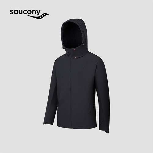 Saucony/索康尼男款黑色休闲棉服保暖防寒户外外套Hareho官仓直发