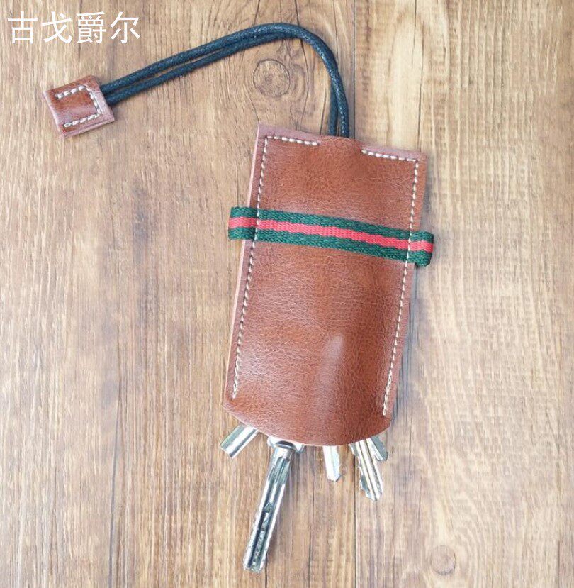 2022创意复古纯手工抽绳抽拉真皮钥匙包多功能车用家用牛皮钥匙包