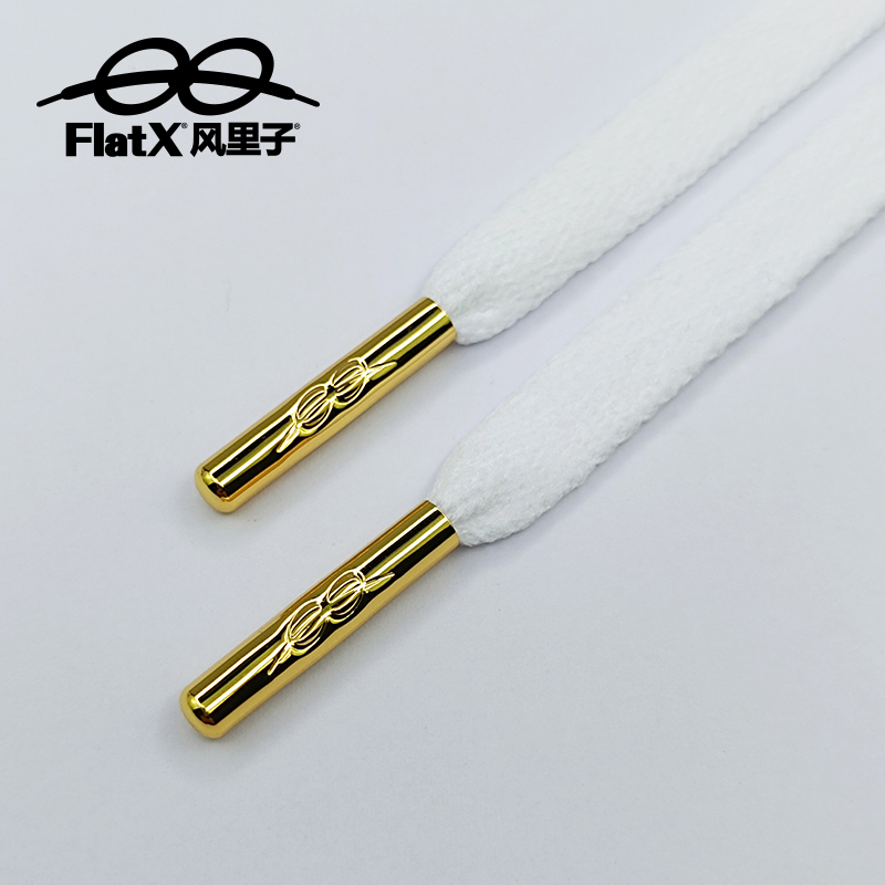 高档电镀亮金色金属头扁鞋带黑白 适配NB AF1 VANS KOBE AJ1 DUNK - 封面