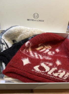 秋冬针织日系帽子女字母毛线堆堆帽显脸小冷帽出游保暖护耳