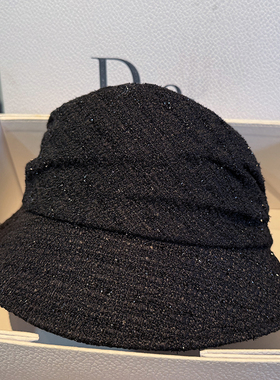 春夏时尚黑色渔夫帽百搭休闲盆帽小香风小沿帽子女遮阳英伦显脸小