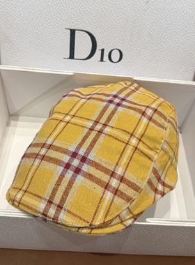 格子百搭前进帽复古休闲风英伦蓓蕾帽时尚潮流鸭舌帽逛街画家贝雷