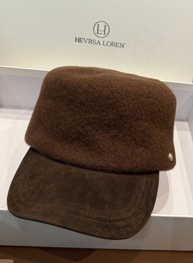 加长帽檐马术帽时尚鸭舌帽子大头围拼接骑士帽羊毛顶休闲显脸小潮