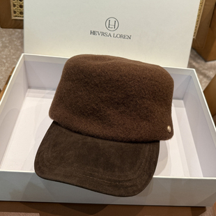 加长帽檐马术帽时尚 鸭舌帽子大头围拼接骑士帽羊毛顶休闲显脸小潮