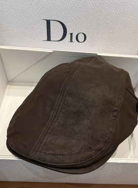 纯色简约PU皮前进帽时尚大头围鸭舌帽百搭复古显脸小贝雷帽日系潮