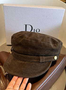 秋冬麂皮绒百搭平顶鸭舌帽复古时尚英伦报童帽百搭时尚八角画家潮