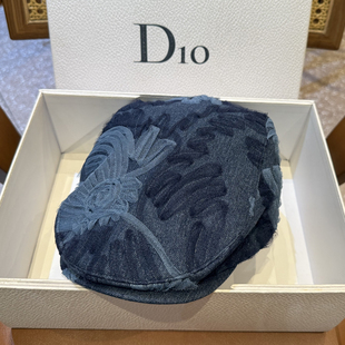 复古立体刺绣牛仔前进帽女通用春秋冬百搭显脸小画家帽可爱贝雷帽