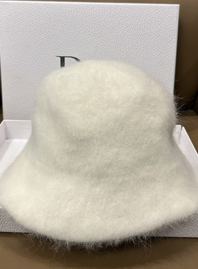 秋冬逛街纯色显脸小盆帽毛绒兔毛渔夫帽百搭简约软糯保暖时尚白色