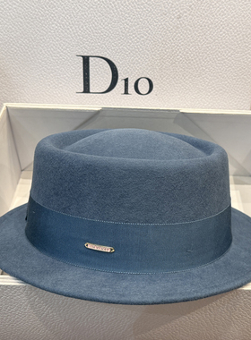 法式复古秋冬白色羊毛呢平沿礼帽英伦风简约百搭显脸小平顶帽子潮