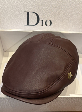 M标字母皮前进帽美式复古贝雷帽2025正流行美拉德日系文艺风鸭舌