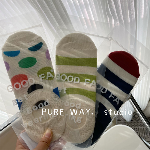 隐形春夏女防掉彩色袜子无骨手工