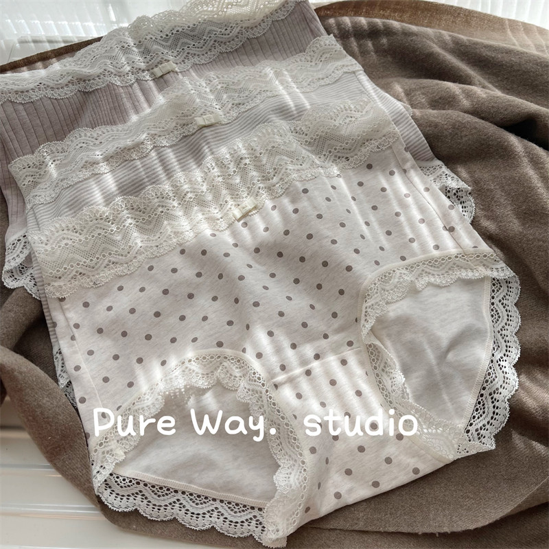 女士内裤法式波点蕾丝纯棉5A抑菌