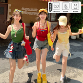 森女部落多巴胺带胸垫背心吊带女2026夏新款 内搭外穿修身 挂脖上衣