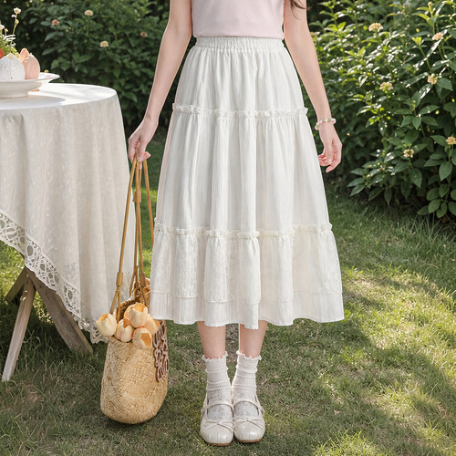 白色蛋糕半身裙女夏季小个子半裙