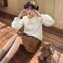 冬新款 上衣内搭叠穿女装 衬衫 森女部落原创甜美蕾丝宽松娃娃领长袖