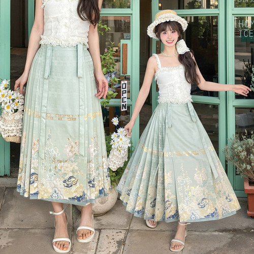 古风织金汉服八分马面裙半身裙女