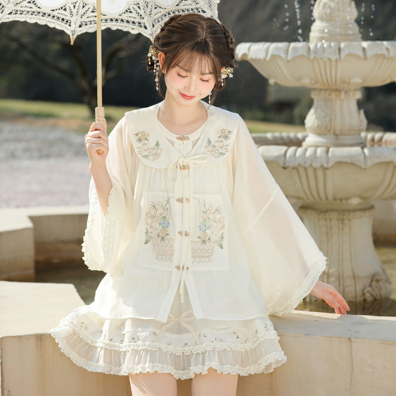 森女部落原创甜美风娃娃衫两件套