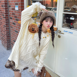 秋冬款 女装 2025年新款 森女部落原创少女风软糯针织毛衣套头中长款