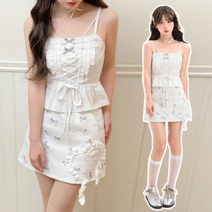 女装 2025新款 短裙女装 森女部落原创萌趣减龄印花高腰半身裙新款