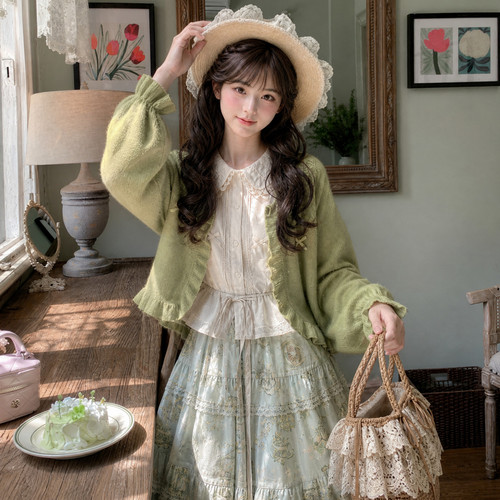 森女部落森系软妹短款针织开衫女2026秋季新款设计感小众宽松上衣