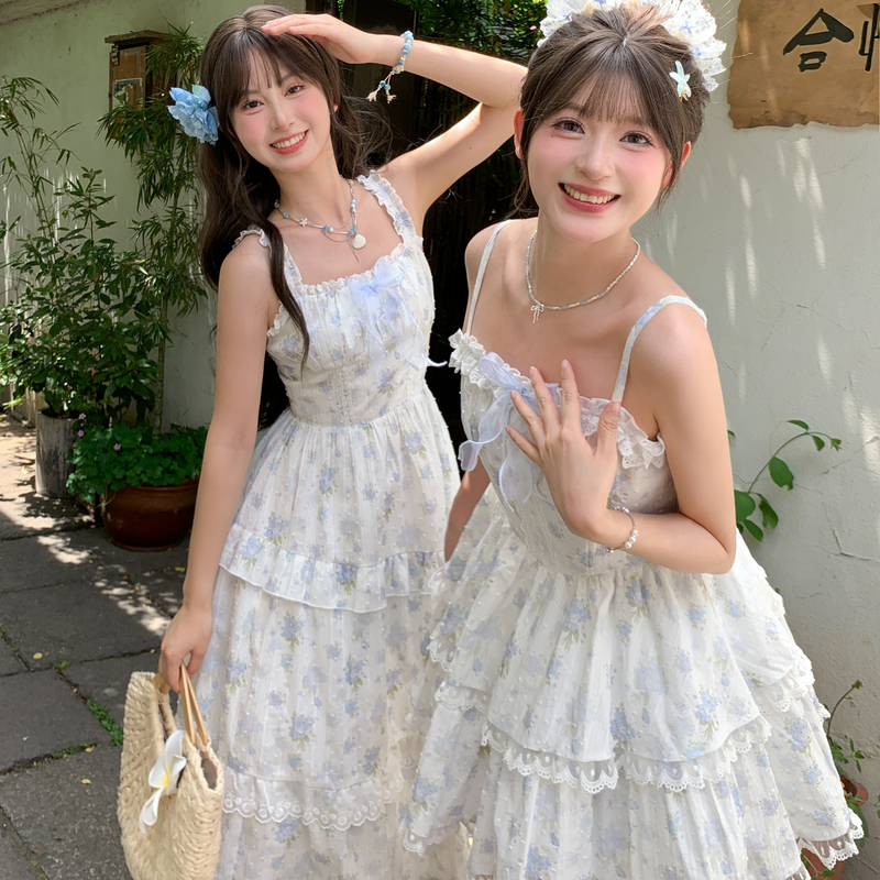 甜美法式收腰显瘦a字裙连衣裙夏