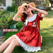 上衣夏季 森女部落学院风红色T恤女新款 蝴蝶结设计感百搭宽松短袖