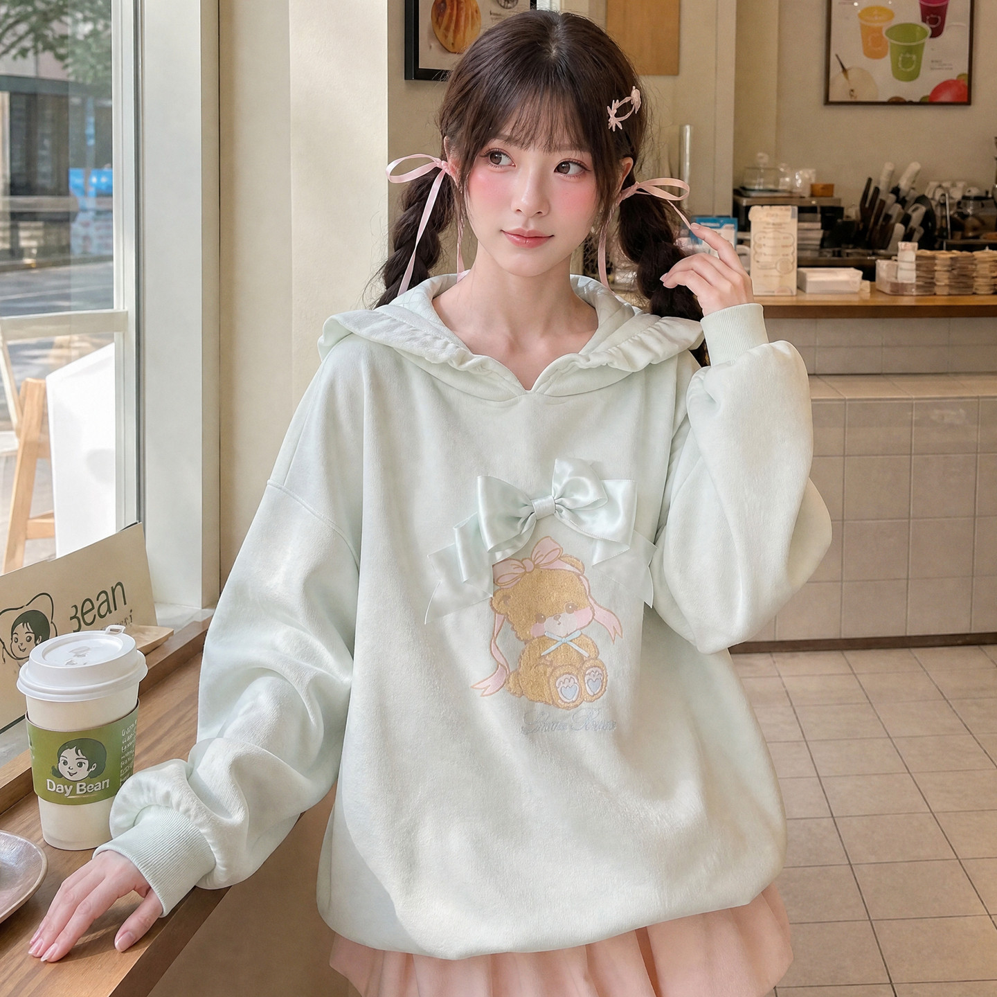 森女部落慵懒风连帽卫衣女甜美2026年秋季新款休闲风少女学生上衣