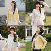 上新限时88折森女部落软妹风百搭V领针织开衫 女宽松显瘦外搭上衣