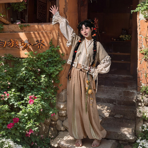 森女部落新款灯笼裤汉服套装